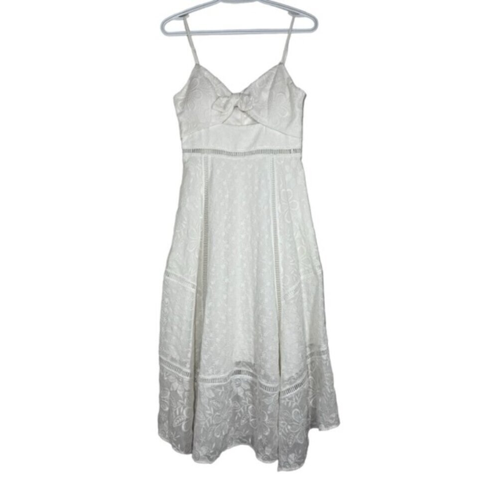 Forever New White Lace Embroidery Midi Dress Sleeveless size 4